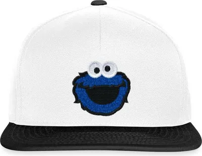 Produktbild von Spreadshirt Sesamstraße Krümelmonster Stick Snapback Cap, One size, Weiß/Schwarz