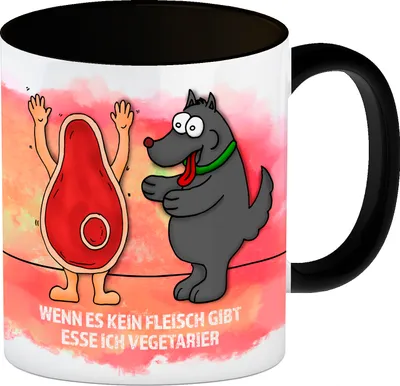 Produktbild von Wenn es kein Fleisch mehr gibt esse ich Vegetarier Kaffeebecher Henkel