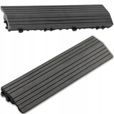 Produktbild von WPC Terrassenfliese Abschlussleiste – Seitenabschluss für Klickfliesen – Anthrazit – 30x8x2,5cm