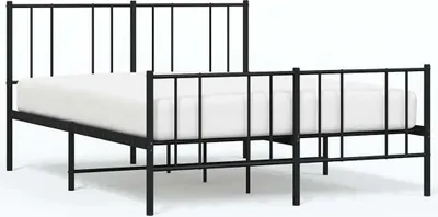 A black metal bed frame with a white mattress, shown from a side angle against a white background.