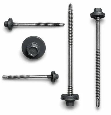 Obrázek produktu pro Šrouby Etanco pro sendvičové panely s EPDM těsněním, určené pro ocel do tloušťky 6 mm, barva RAL 7016 (antracitová šedá), rozměr 5,5 x 135 mm, balení 100 kusů.