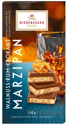 Image de Niederegger tablette de massepain aux noix avec croquant au rhum paquet de 110g