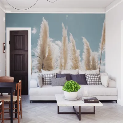 Produktbild von Muralo XXL Selbstklebende FOTOTAPETE Pampasgras Himmel Wolken 3D Effekt (B) 400 cm x (H) 280 cm Tapete Wandtapete WOHNZIMMER SCHLAFZIMMER 5195