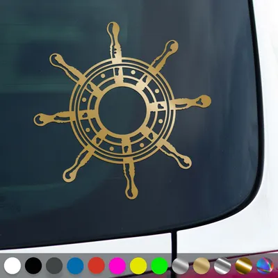 Produktbild von PantherPixel Steuerrad Aufkleber Meer Nordsee Ostsee Schiff Sticker Auto Geschenkidee Farbe Gold