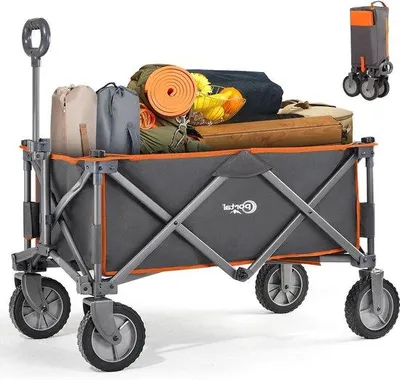 Immagine prodotto di Carrelli da giardino pieghevoli da 100 kg, arancioni, per festival e picnic