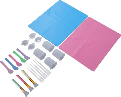 Produktbild von Silikon-Messbecher-Set 100 ml Messbecher-Spender-Pads Plastiklöffel 3 ml Tropfer für zu Hause