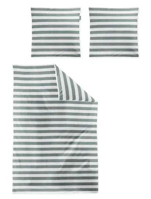 Produktbild von Irisette Mako-Satin Bettwäsche-Garnitur Wave-HK 8559 Farbe salbei 135x200+80x80cm