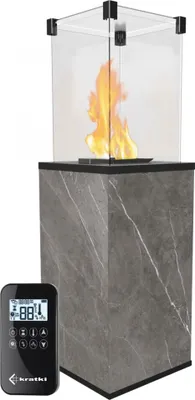 Produktbild von KRATKI Gaskamin PATIO Quarzstein NATURALI PIETRA Grau Gasheizgerät 4-8,2 kW