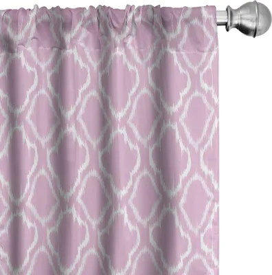 Produktbild von ABAKUHAUS Ikat Vorhänge, Gardinen, Klassisches ethnisches Muster-Design in den weiblichen Pastellfarben-Retro Stammes- Illustration, 2 Stück 75 x 245 cm, Weiß Lila