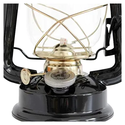 Produktbild von Schwarze Petroleumlampe mit vernickelten Elementen, Höhe 24 cm