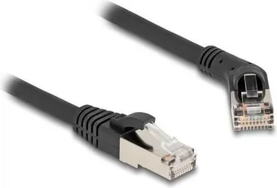 Produktbild von DeLOCK RJ45 Netzwerkkabel Cat.6A S/FTP Stecker 45° nach rechts gewinkelt zu Stecker gerade 5 m schwarz, 5 m, Cat6a, S/FTP (S-STP), RJ-45, RJ-45, Schwarz