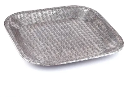 Zdjęcie produktu dla Orientalne tace dekoracyjne Tace do serwowania Jamira srebrne 34cm