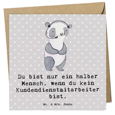 Produktbild von Mr. & Mrs. Panda Glückwunschkarte Kundendienstmitarbeiter Herz - Grau Pastell - Geschenk, Customer Service, Grußkarte, faltkarte, doppelkarte, anlasskarte, Klappkarte