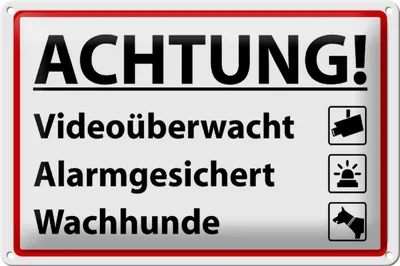 Produktbild von Blechschild Achtung 30x20cm Achtung Videoüberwacht Alarm