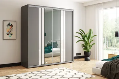 Produktbild von Kleiderschrank 100/245 PAISLEY mit Spiegeln - Graphit