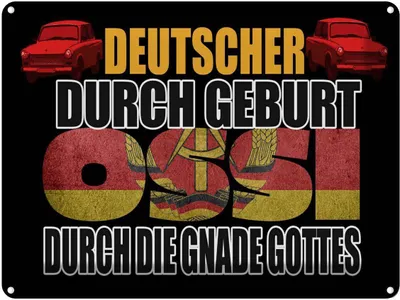 Produktbild von vianmo Blechschild 30x40 cm Deutscher durch Geburt Ossi Spruch Zitat