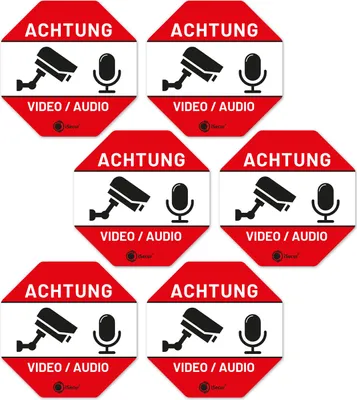 Produktbild von iSecur Video Audio Aufkleber 6x -Wetterfest selbstklebend I hin839
