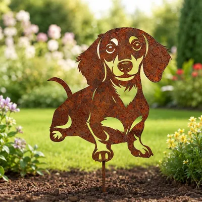 Produktbild von Gartenstecker Rost, Dackel Motiv, wetterfest, Metall, für den Außenbereich