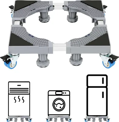 Image de Fiqops Lave-linge basis Pied réglable en hauteur 41-66cm 8 pieds+4 roues