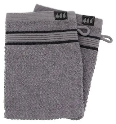 Produktbild von 2er-Set Waschlappen, 15 x 21 cm, 100 % Baumwolle, grau und schwarz