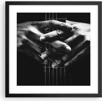 Produktbild von Gerahmtes Poster - Schwarzer Rahmen - Gitarre Musiker Musik - 40x40 cm - Wand Bild - Wanddeko - Wandbilder - Kunstposter - Wandposter - Bilderrahmen - Bilder - Kunstdruck - P2BAC40x40-4960