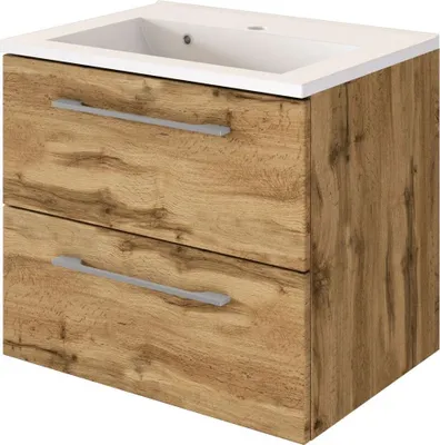 Produktbild von Badezimmer Waschtisch inkl. Mineralgussbecken 60 cm LOUNY-03 in Wotaneiche Nb., B/H/T: ca. 60/54/48 cm