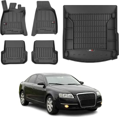 Immagine prodotto di Set di tappetini e fodere per bagagliaio OMAC per Audi A6 C6 2004-2008 in gomma nera 5x
