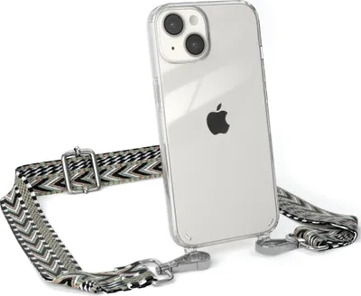 Produktbild von EAZY CASE Handykette - Verstellbarer Trageriemen kompatibel mit Apple iPhone 14, Handykordel mit transparenter Silikon-Hülle, Band in Grün