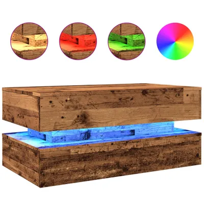 Obrázok produktu pre vidaXL Konferenčný stolík s LED osvetlením vzhľad starého dreva 90x50x40 cm