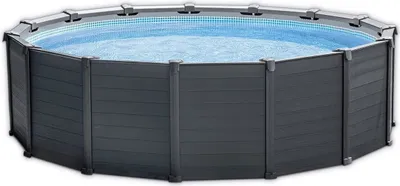Produktbild von INTEX 26384GS Frame Pool 478x124cm Graphit Set Sandfilterpumpe Leiter Abdeckplane