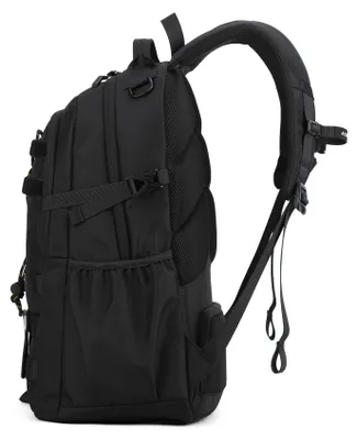Produktbild von Uni-Rucksack aus schwarzem Polyester mit multifunktionalen Fächern und Reißverschluss