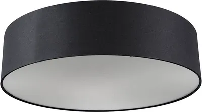 Produktbild von Qazqa led Modern Stoff Deckenleuchte, Deckenlampe - Drum Led - Schwarz, Rund, 2700K, warmweiß, 40cm, Ideal als Bürolampe, Flur, Schlafzimmerlampe und Wohnzimmerlampe