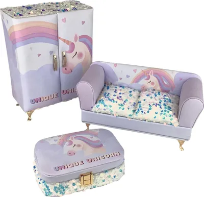 Produktbild von Schmuckkästchen Mädchen Einhorn Pailletten, Schmuckbox Set Unique Unicorn