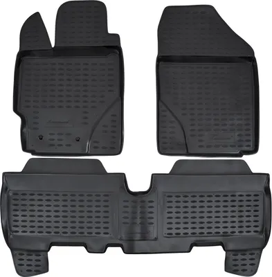 Produktbild von J&J AUTOMOTIVE | 3D Design Gummimatten Gummifußmatten Für Toyota Yaris 2005-2011, Schwarz, Anti-Rutsch, Ohne Geruch, mit Tunnel, Allwetter, 3cm Hoher Rand