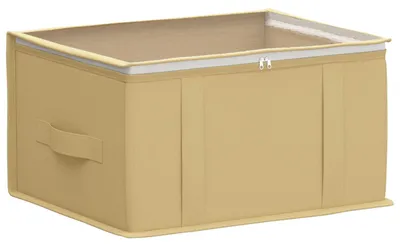 Produktbild von vidaXL Aufbewahrungsbox mit transparentem Oberfenster Creme Vliesstoff
