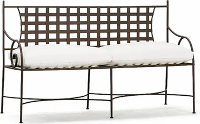 Produktbild von Casa Padrino Luxus Jugendstil Schmiedeeisen Gartenbank Braun / Weiß 160 cm
