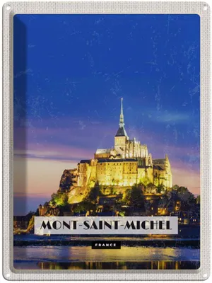Produktbild von vianmo Blechschild 40x30 cm Moint-Saint-Michel France Bildmotiv Reisemotiv Abenteuer Reisen Europa Urlaub