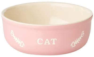 Productafbeelding van Voerbak kat - Keramisch - Ø 13,5 x 5 cm - Roze-beige - Kattenschaal