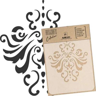 Produktbild von Malschablone für Handwerk A5 15x21cm, Damast Ornament Klassisch Muster, Wiederverwendbare Kunststoff DIY & Scrapbooking Zeichenschablone