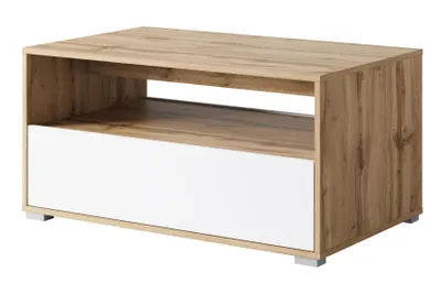 Obrázok produktu pre MINIO go for it, konferenčný stolík, NIMFEA II, 90 cm, s policou, so skrinkou, dub Wotan / biela farba