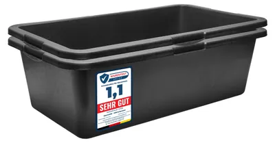Produktbild von Garronda Mörtelwanne 2 Pack 40 L Rechteckig Mörtelkübel Kunststoffwanne – stabile Maurerkübel aus recyceltem PE Mörtelkasten für Beton, Garten oder Werkstatt GD-0169