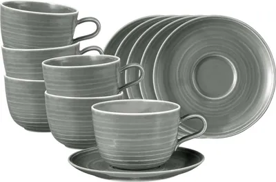 Produktbild von Seltmann Weiden Terra Milchkaffeetasse mit Untertasse 400 ml perlgrau 6er Set