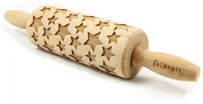 Obrázek produktu pro Folkroll Gravírovaný váleček na těsto Hvězdy dřevěný 23 cm