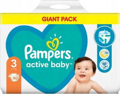 Immagine prodotto di Pampers Active Baby Pieluszki Rozmiar 3, 90 sztuk (6-10 kg)