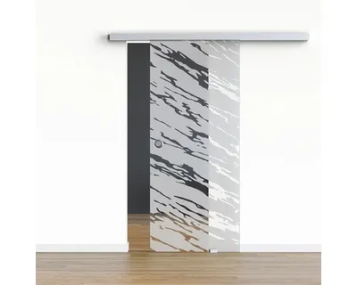 Produktbild von Pertura Glasschiebetür Komplettset Glera Vision 02 900x2175 mm Rechts inkl. Beschlag Selir Aluminium natur,Griffmuschel