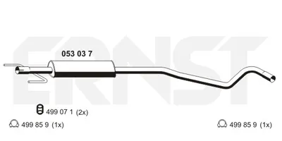 Produktbild von ERNST 053037 Mittelschalldämpfer Schalldämpfer für OPEL Astra H Caravan (A04) Astra H Schrägheck (A04) Astra G CC (T98) Astra H GTC (A04)