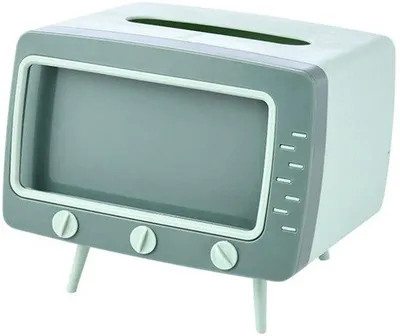 Produktbild von Büroständer mit Retro-TV-Tissue-Box-Gezichtsdispenseraufkleber, innovativer Büroständer für Schlafzimmer, Heimoffice und Grün