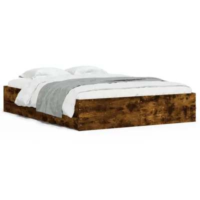 Produktbild von vidaXL Bettgestell mit Schubladen Räuchereiche 140x190cm Holzwerkstoff