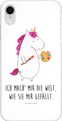 Produktbild von Mr. & Mrs. Panda Iphone XR Handyhülle Einhorn Künstler - Weiß - Geschenk, Premium Kunststoff, Einhörner, Welt, Malen, Unicorn, Zeichnen, Handy Case