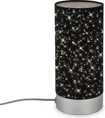 Produktbild von Tischleuchte Sternendekor Kabelschalter 1xE14 40W schwarz Metall-Stoff Briloner